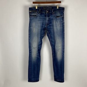 Ralph Lauren Black Label Slim Fit Jeans Size 33 Faded Distressed.